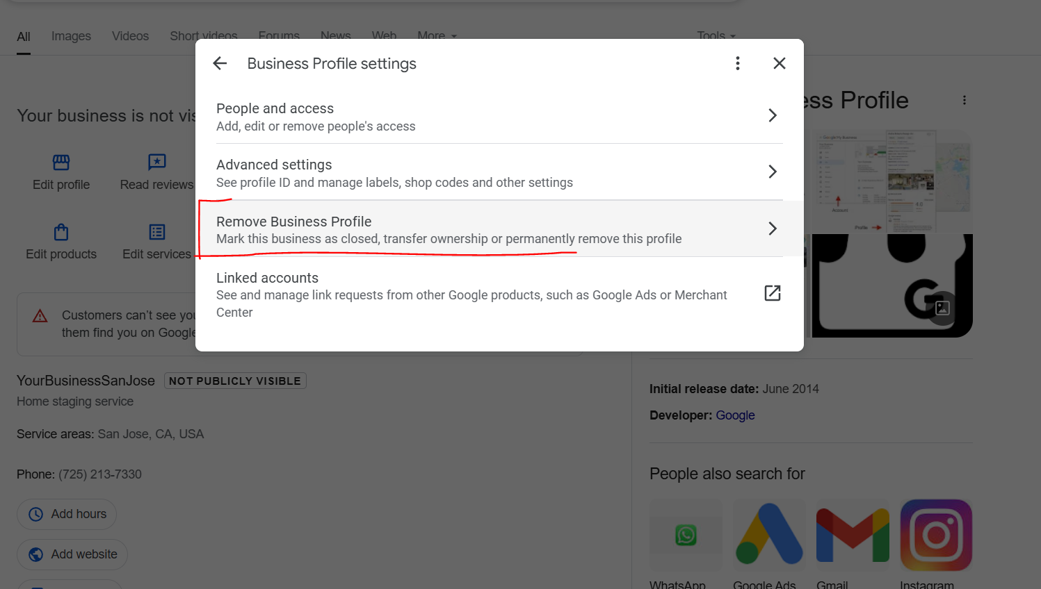 how to remove business from google step 4