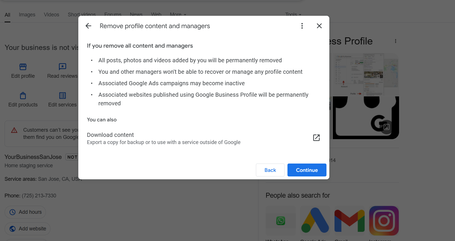 how to remove business from google step 5a