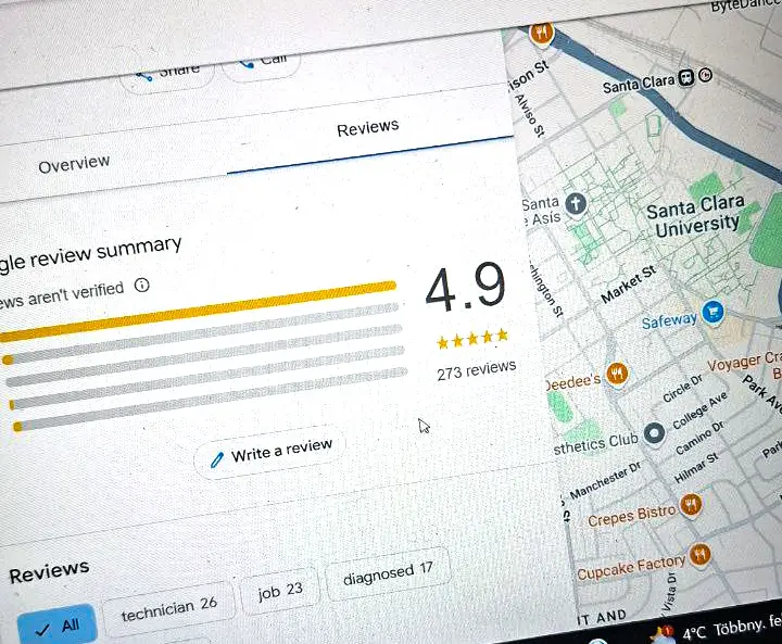 google reviews shown on a screen for gbp optimization for home services