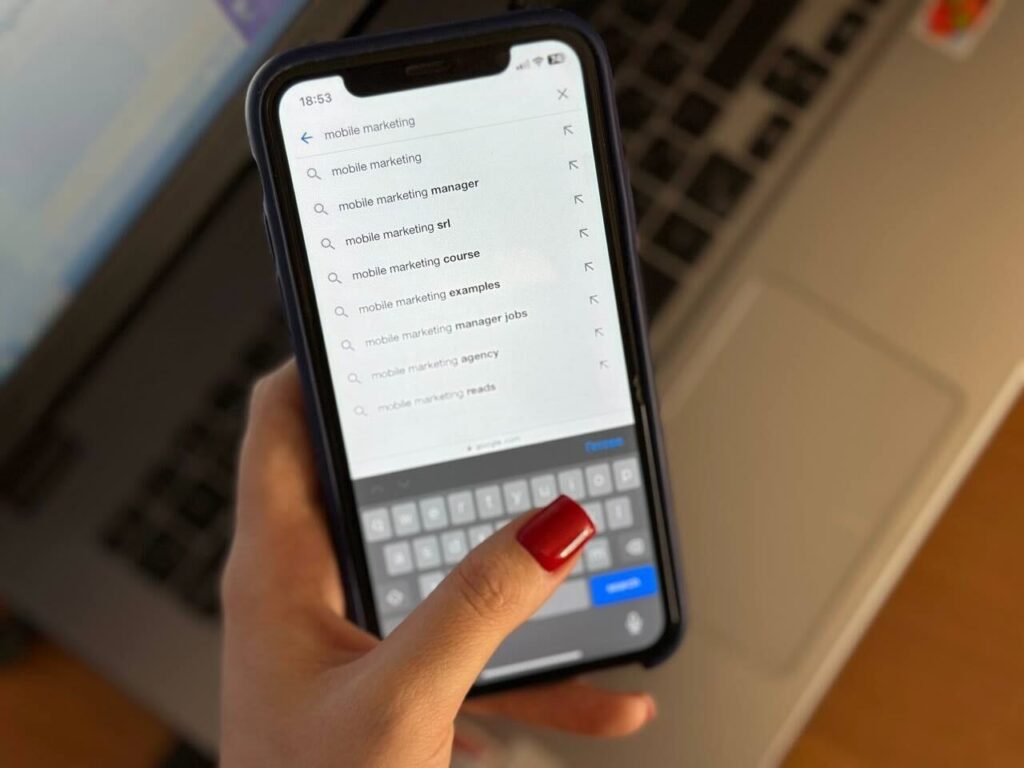 a phone searching on google